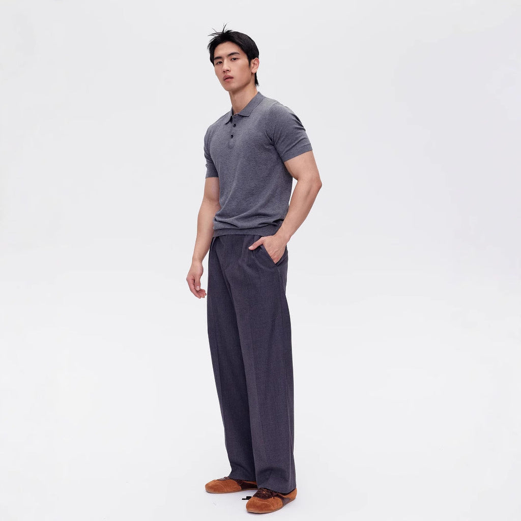 Men's Simple Summer American Casual Polo Collar Knitted Short-sleeved Bottoming Shirt