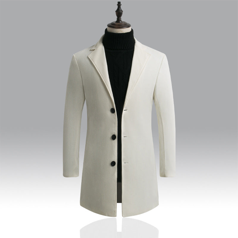 men's Korean style slim woolen trench coat
