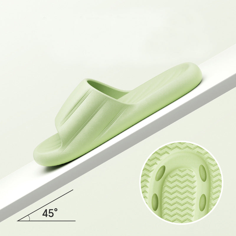 Fashion Solid Color Striped Home Slippers Summer Thick Bottom Non-slip Bathroom Slipper Women Men Couples Shoes