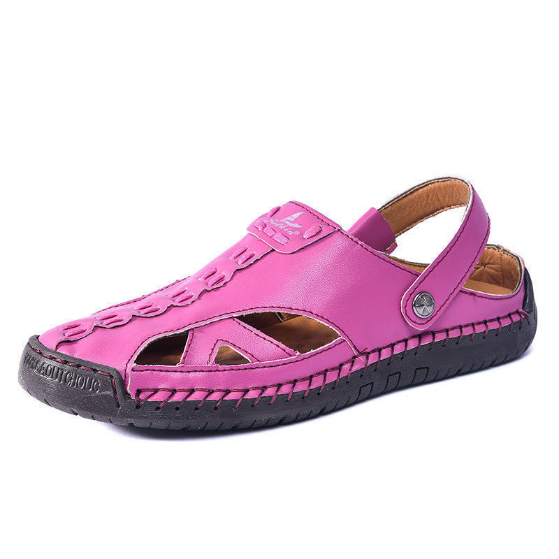 Couple Bright Sandals Closed Toe Hollow Hole Shoes