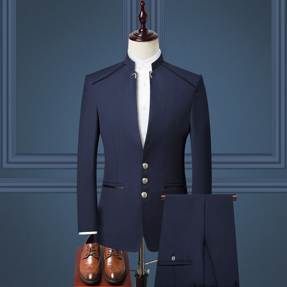 Men's Three-piece Suit British Style Stand Collar suit