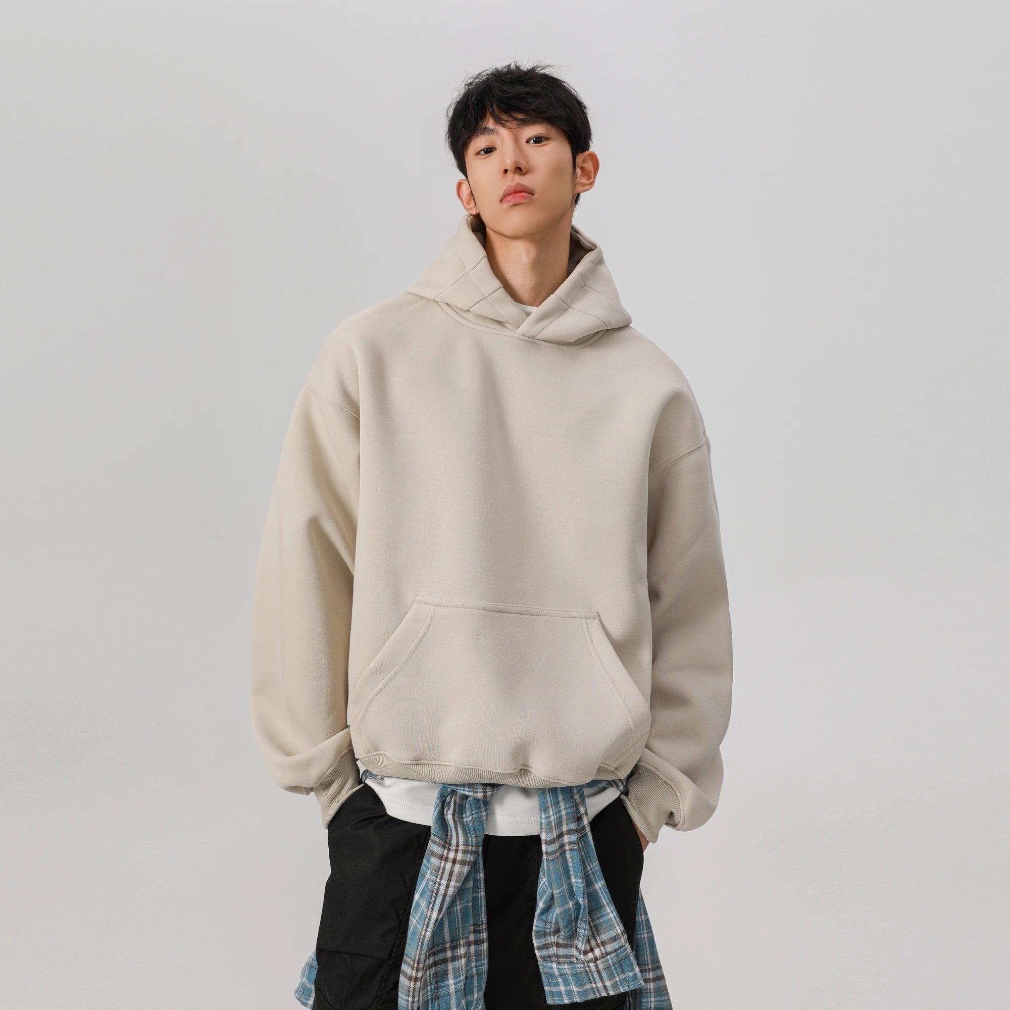 Heavy Stiff Short Hooded Sweater For Men