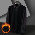 Men's Fleece-lined Thickened Fake Two-piece T-shirts Bottoming Shirt