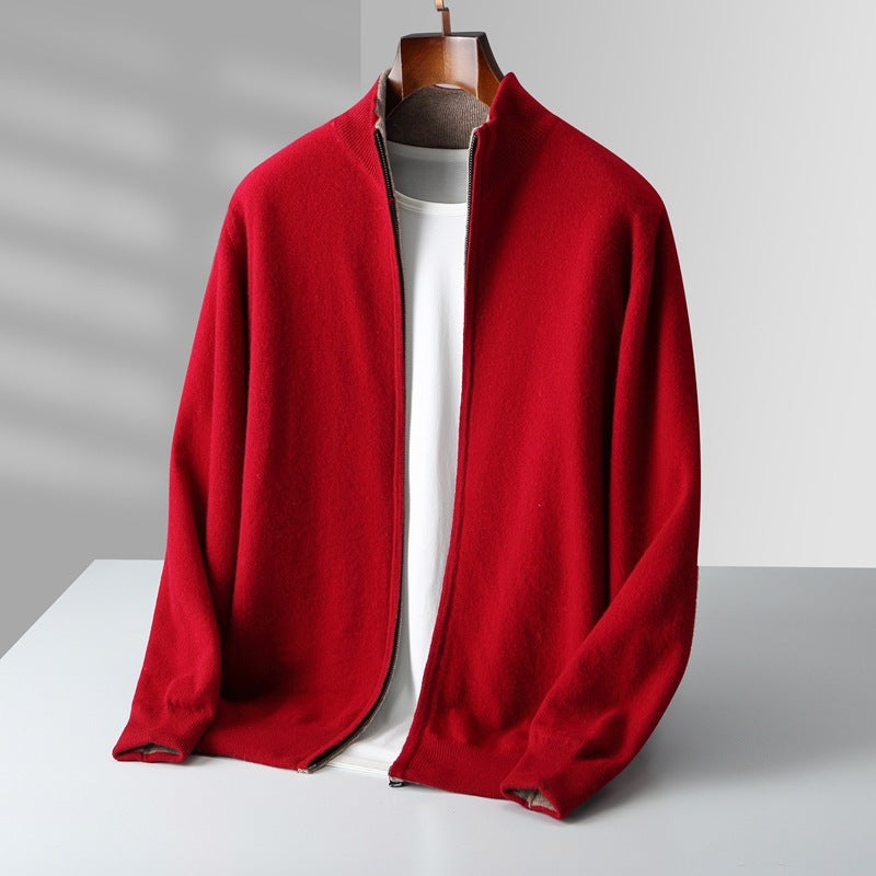 Autumn And Winter Double-sided Thickened Zipper Wool Cardigan coat