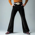 Men's New Gold Velvet Solid Color Casual Formal Wear Slim Flared Suit Pants