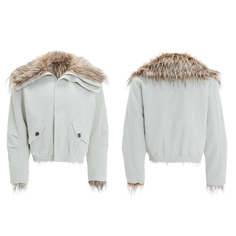 Men's Large Lapel Wool Fleece-lined Thickened Cotton Clothing Jacket
