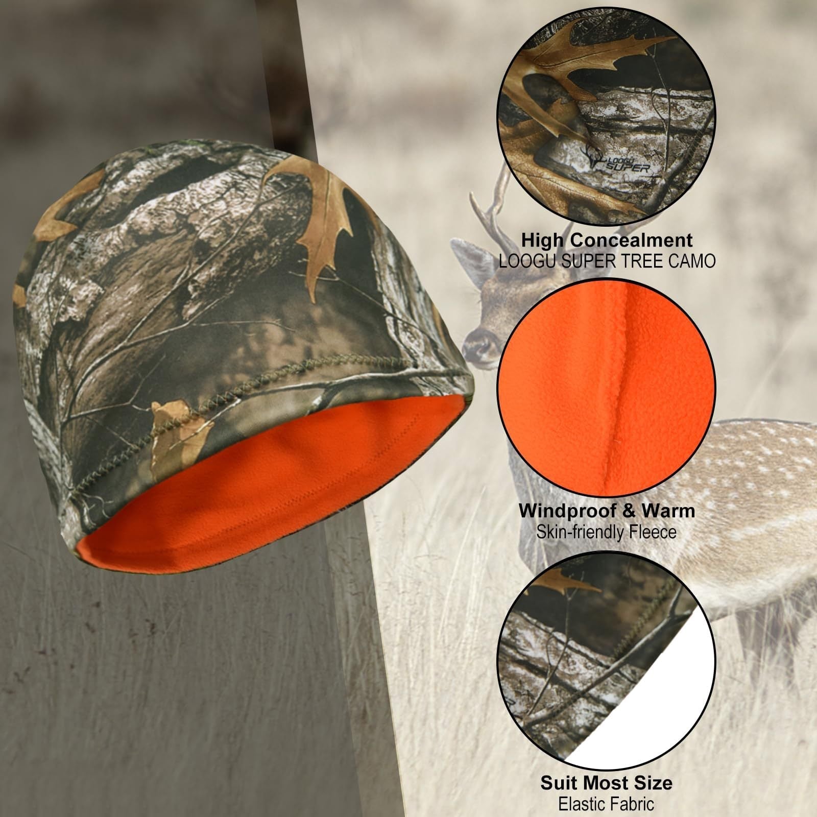 Outdoor Keep Warm Wind-proof And Cold Protection Polar Fleece Big Tree Autumn And Winter Camouflage Hunting Beanie Hat