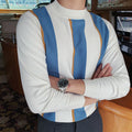 Long-sleeved Sweater Korean Style Slim fashion striped handsome sweater