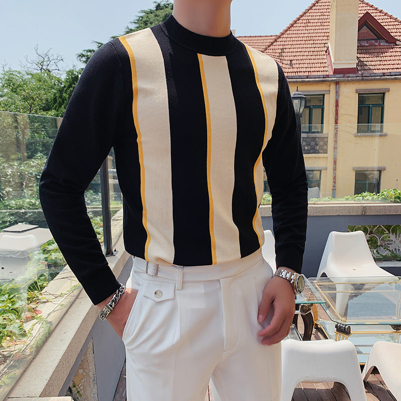 striped handsome sweater Long-sleeved
