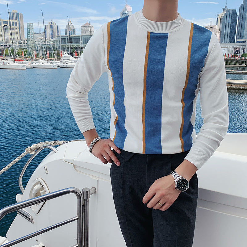 striped handsome sweater Long-sleeved