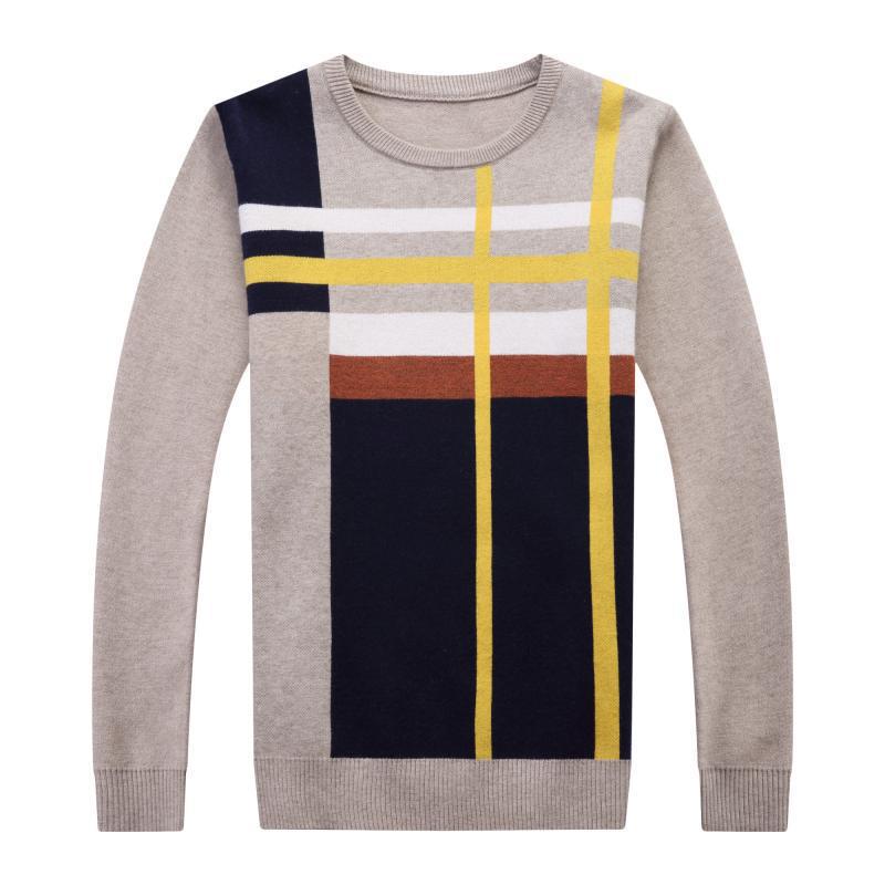 Men's Round Neck Striped Loose Long Sleeve Sweater