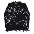 Loose Retro Contrast Color Hand-Painted Personality Tattered Edge Slimming Sweater