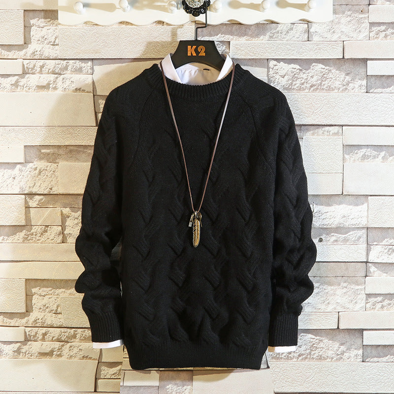 Round Neck Solid Color Pullover Sweater