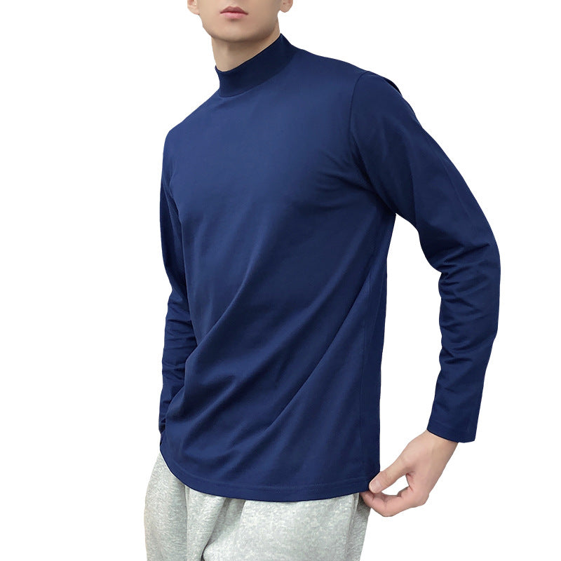 Men's Casual Half-High Collar Mid-Neck Long-Sleeved t-Shirt