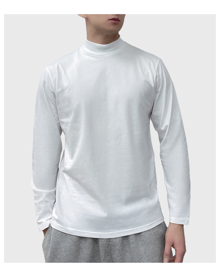 Men's Casual Half-High Collar Mid-Neck Long-Sleeved t-Shirt