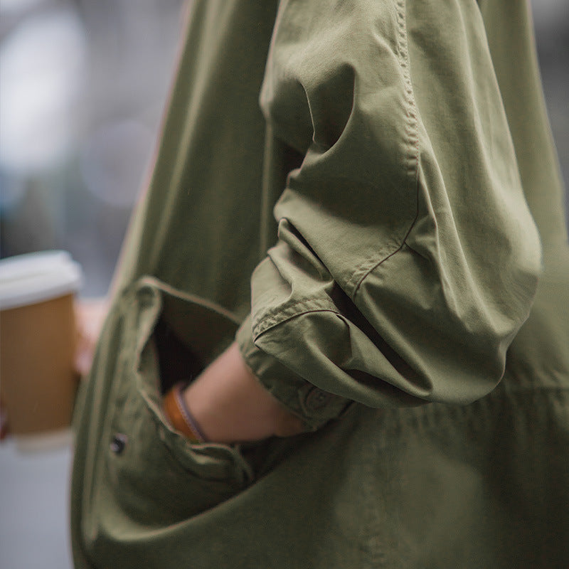 Fish Tail Windbreaker Long Military Version Of Green Coat Coat