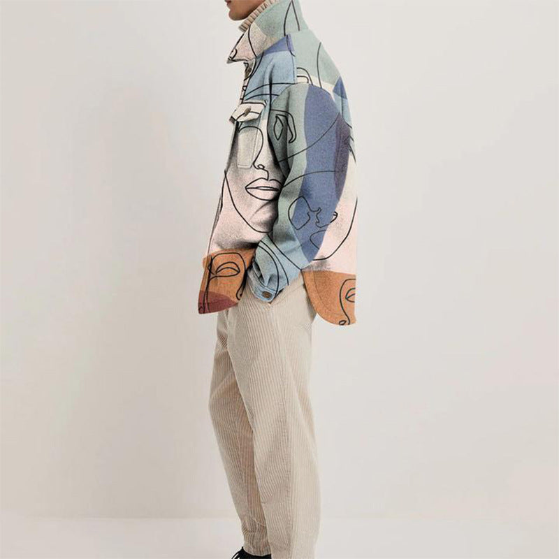 Lapel Print Jacket Men