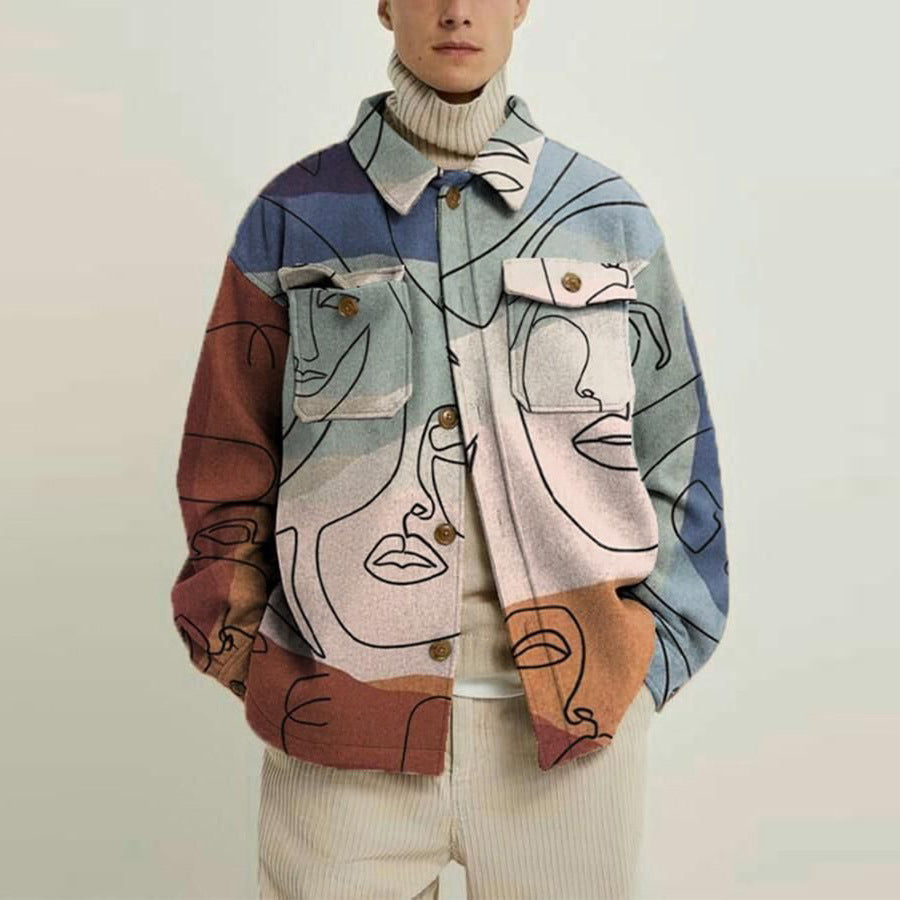 Lapel Print Jacket Men