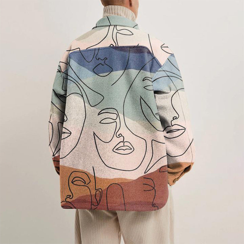 Lapel Print Jacket Men