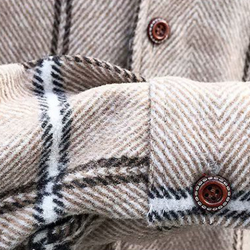 Fashion All-Match Retro Male Woolen Plaid shirt jacket