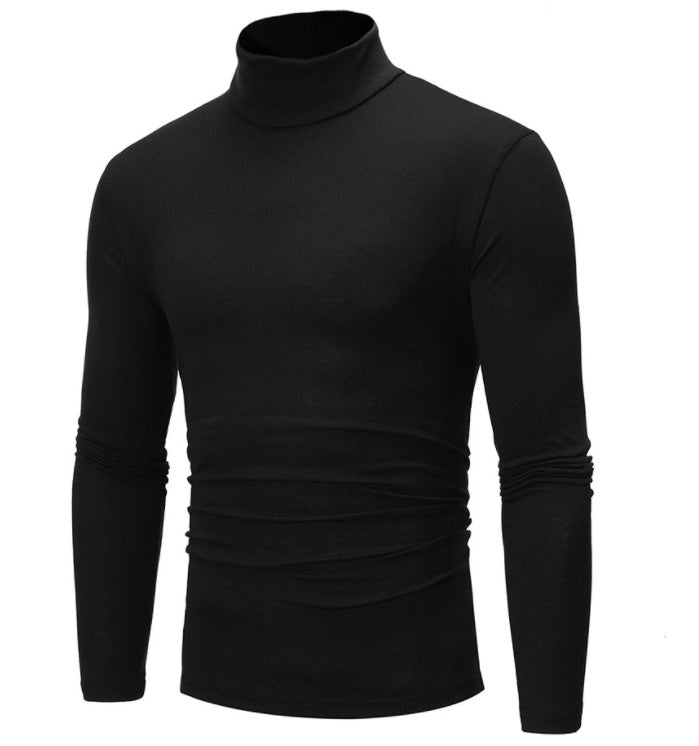 Slim Fit Solid Color Half High Neck Long Sleeved T Shirt Men's Tight Bottoming Shirt