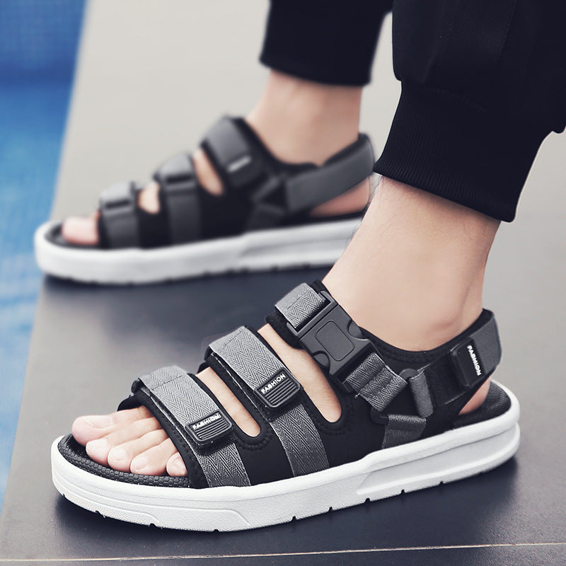 Men's Sandals Summer New Rubber Thick-Soled Non-Slip Slippers Student Casual Korean Style Trendy Beach Shoes