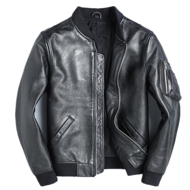 New Black Leather Leather Men's Baseball Uniform Short