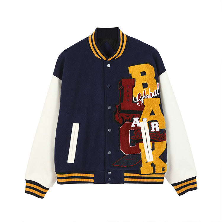 Meichao Campus Winter Thin Jacket Retro Letter Embroidered Men's Baseball Uniform
