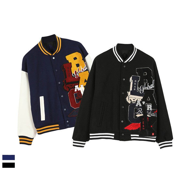 Meichao Campus Winter Thin Jacket Retro Letter Embroidered Men's Baseball Uniform