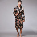 Long-Sleeved Nightgown, Printed Dragon Pattern, Long Bathrobe