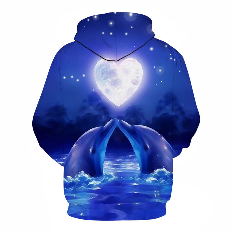 Dolphin 3D Printed Hoodie European And American Pullover