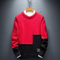 Personality Stitching Sweater Men's Round Neck Warm Knit Sweater