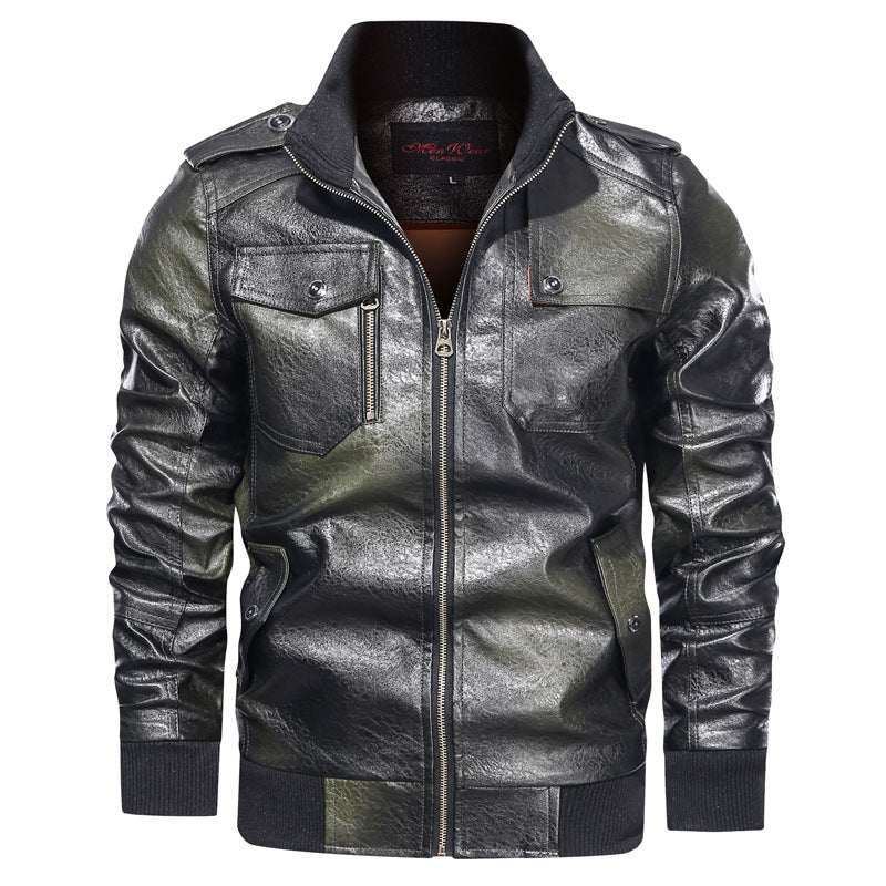 Men s Autumn And Winter Leather Motorcycle Jacket