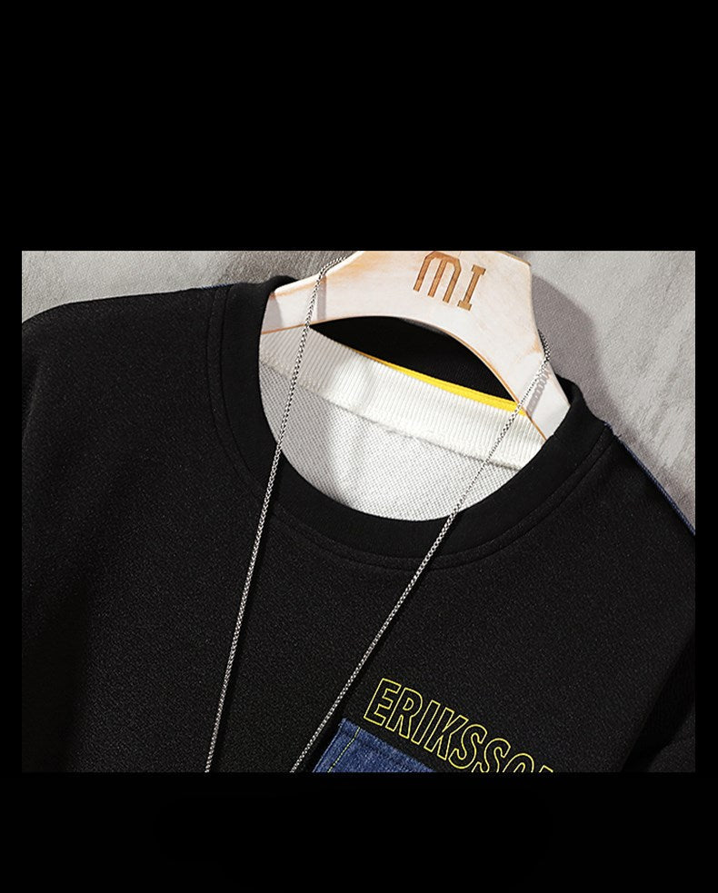 Printed Casual City Men's Round Neck Long-sleeved Sweater