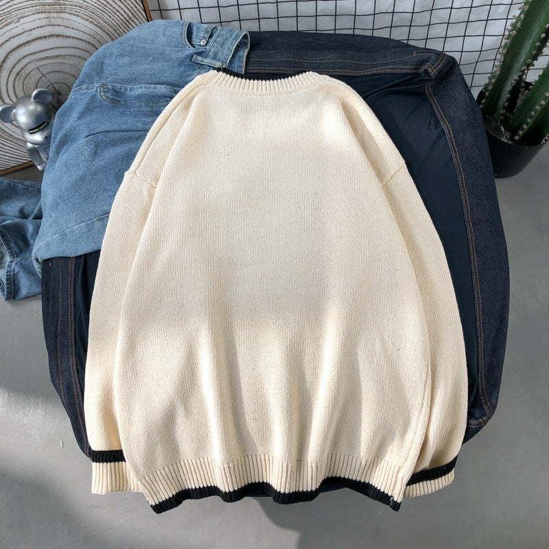 Cartoon Anime Retro Hit Color Round Neck Loose Men's And Women's Pullover Sweater