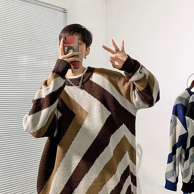 Hong Kong Style Individual Loose All-match Round Neck Sweater