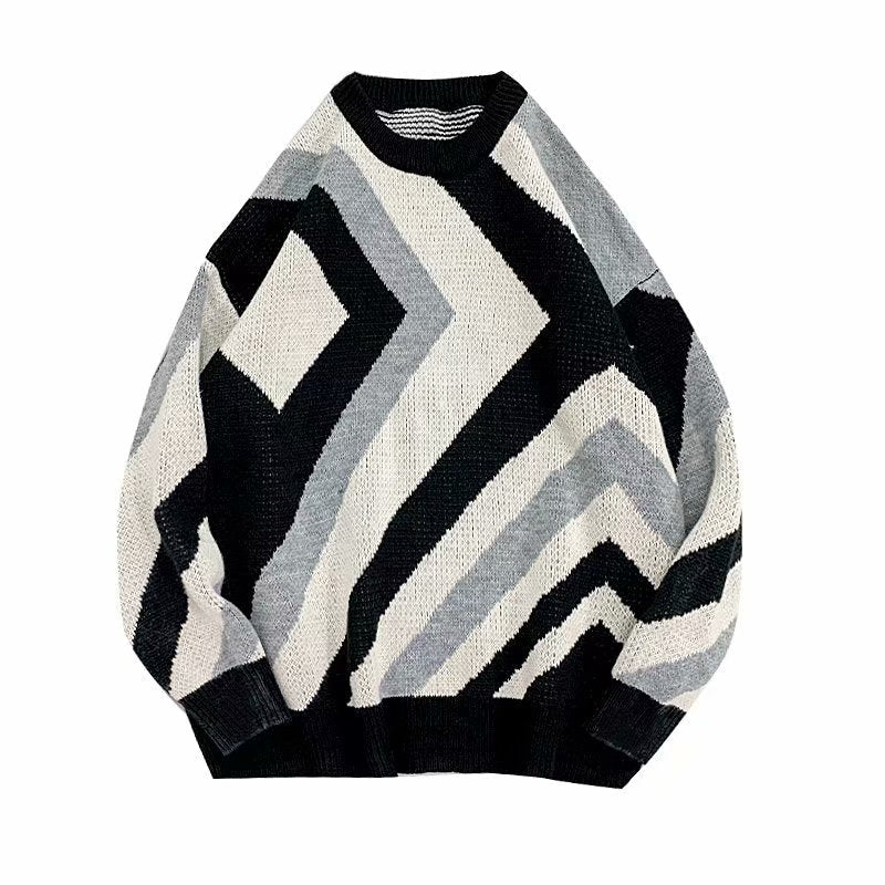 Hong Kong Style Individual Loose All-match Round Neck Sweater