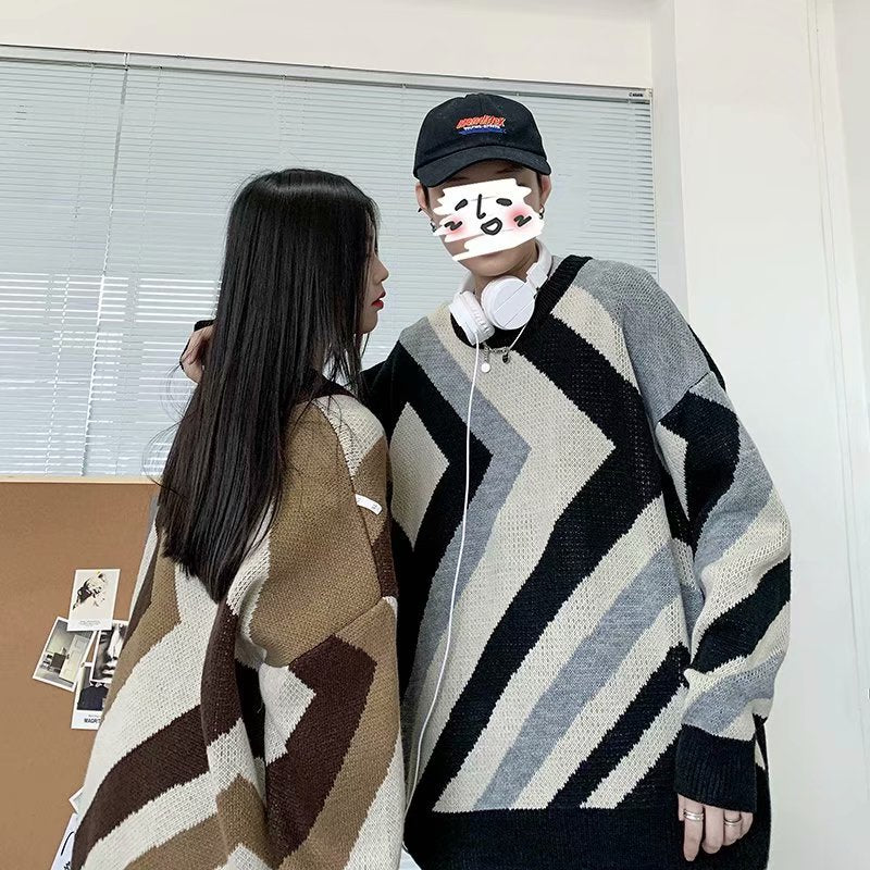 Hong Kong Style Individual Loose All-match Round Neck Sweater