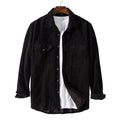 Corduroy Men's Long Sleeved Padded Retro Solid Color Two Pocket Shirt