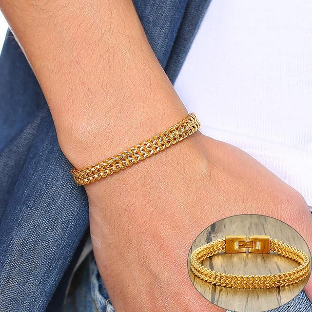 Vnox Vintage Cool Double Curb Chain Bracelet