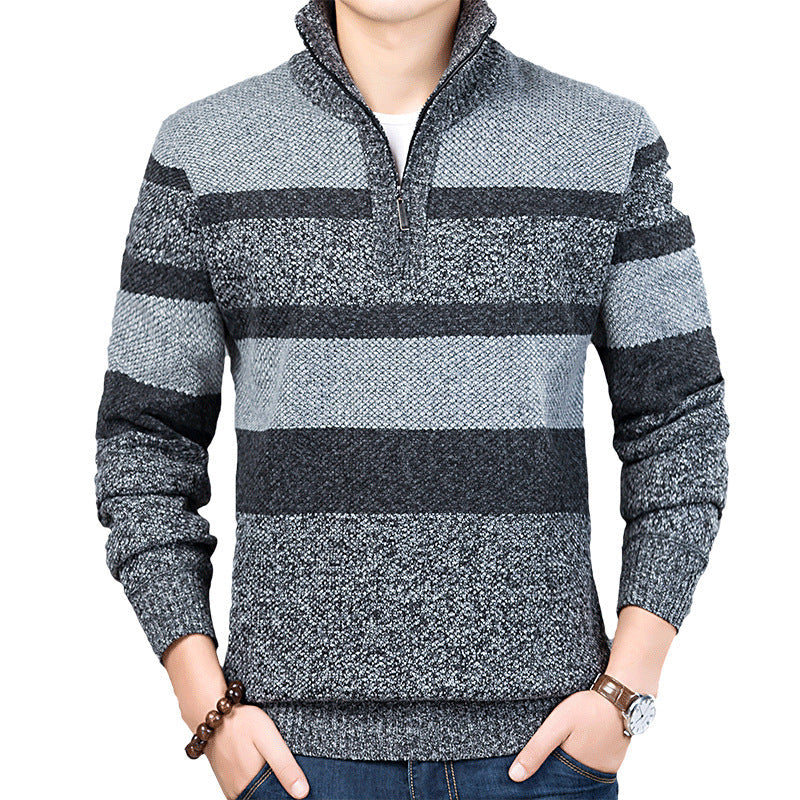 Autumn And Winter New Men's Striped Turtleneck Pullover Sweater