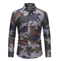 Men's Camouflage Army Fan Slim Long Sleeve Casual Shirt