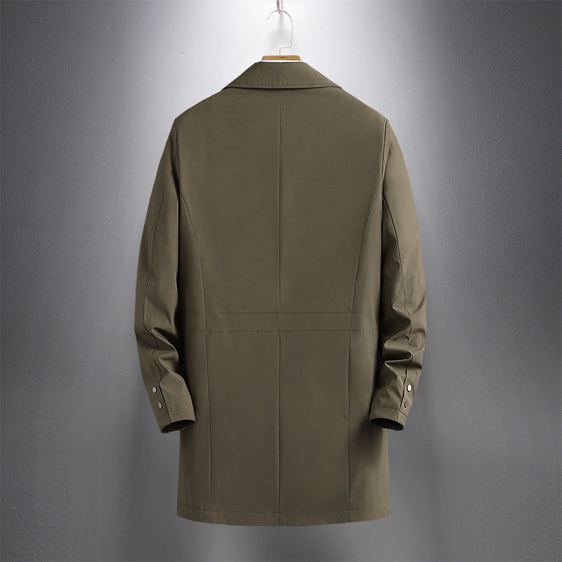 Men's Jacket Coat Casual Windbreaker Men's Casual Long Lapel Coat