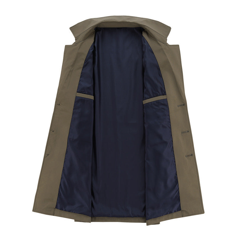 Men's Jacket Coat Casual Windbreaker Men's Casual Long Lapel Coat