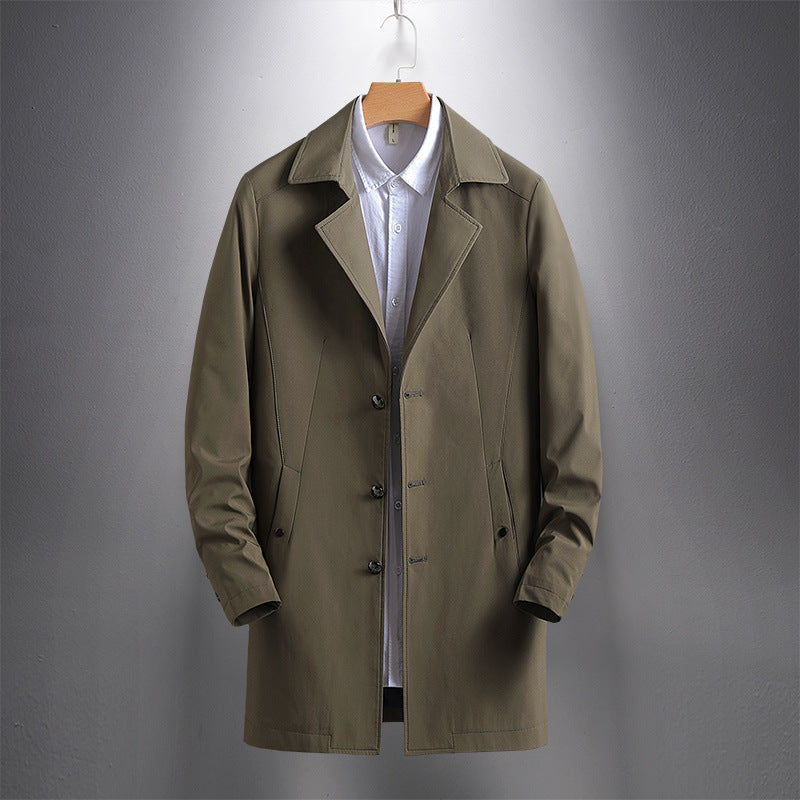 Men's Jacket Coat Casual Windbreaker Men's Casual Long Lapel Coat