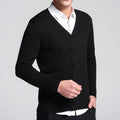 Knit Cardigan Men's V Neck Solid Color Thin Sweater