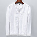 Men's Linen Jacket Solid Color Spring Autumn Fashion Long Sleeve Standing Collar High Quality Japanese Casual Harajuku Simple Jacket