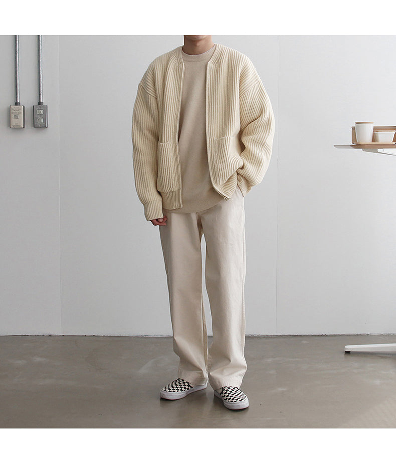 Men's Korean Version Of The Trend Of Solid Color Round Neck Sweater Loose Casual Lazy Style