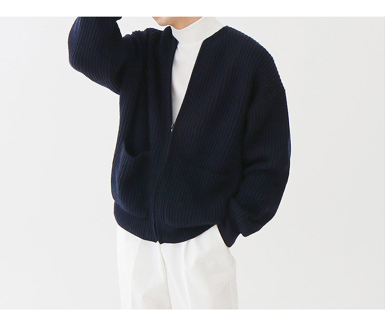 Men's Korean Version Of The Trend Of Solid Color Round Neck Sweater Loose Casual Lazy Style