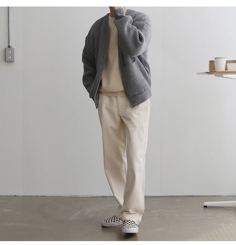 Men's Korean Version Of The Trend Of Solid Color Round Neck Sweater Loose Casual Lazy Style